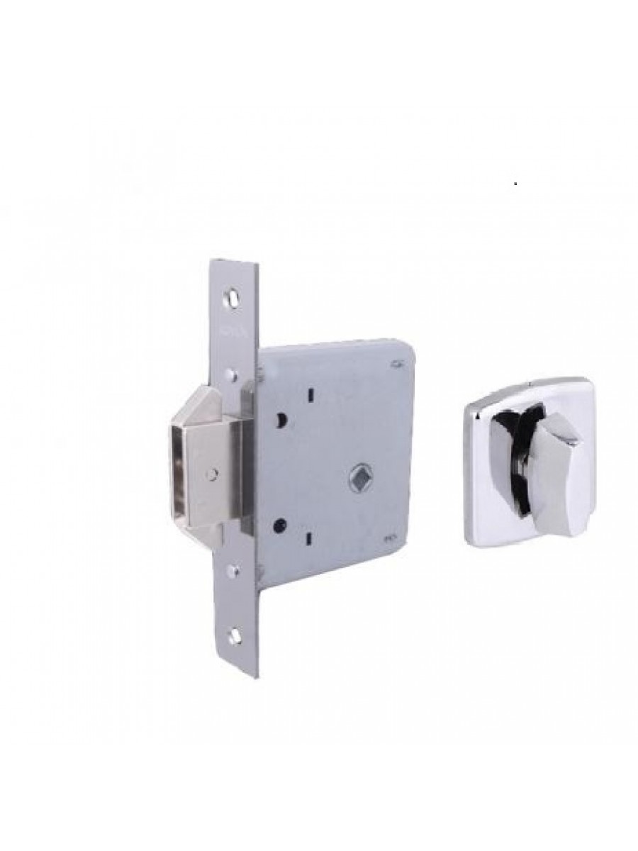 Fechadura Banheiro Bico Duplo Broca 45mm Inox Polido