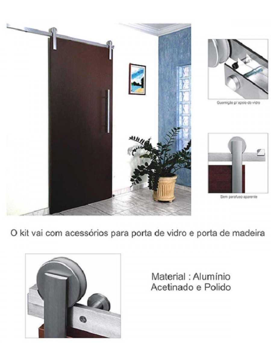 KIT PORTA DE CORRER 200cm x 220cm CURUPIXÁ – Rodapé Online