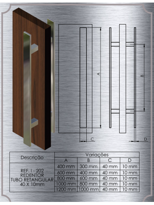 Puxador REDENTOR Chato - Duplo - Inox - WF